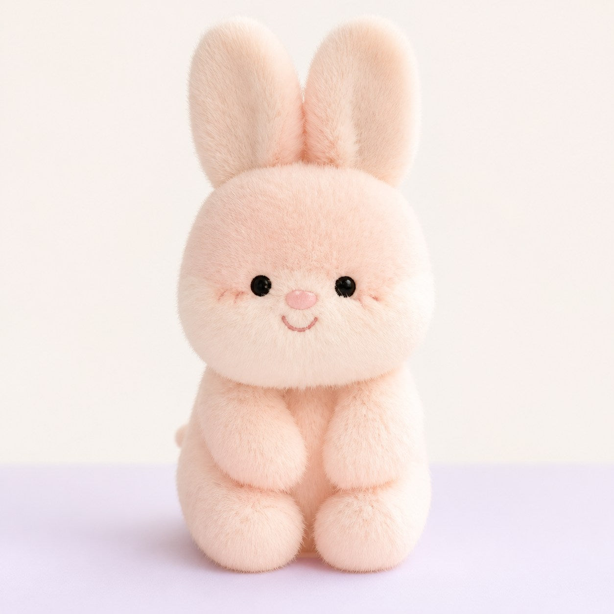 Rosie, a pale pink bunny plushie